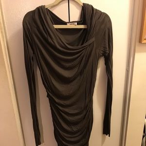 Helmet Lang Ruched Long Sleeve Dress